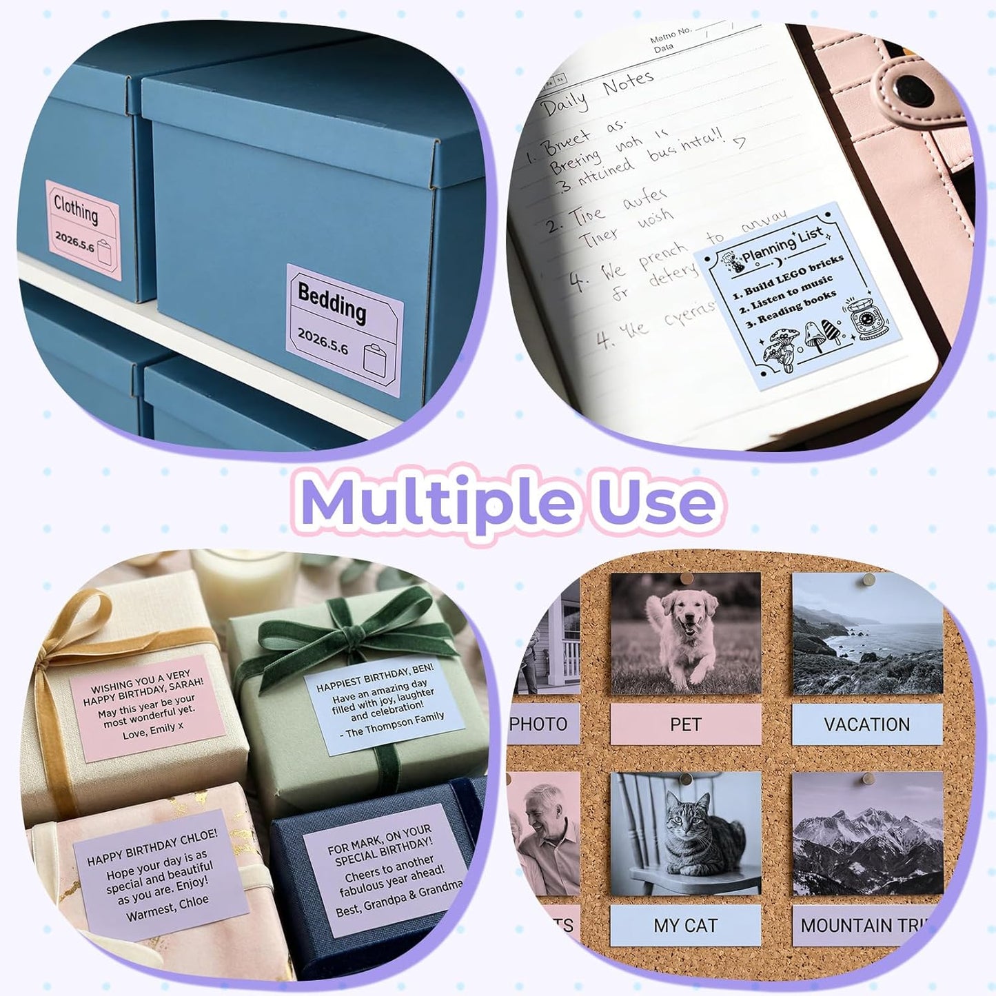 Multicolor Self-Adhesive Thermal Paper, Glossy Printable Sticker Paper Label for M02/M02 Pro/M02S/P2S/M04S Mini Sticker Printer, 50Mm X 3.5M, Diameter 28Mm, 3-Rolls
