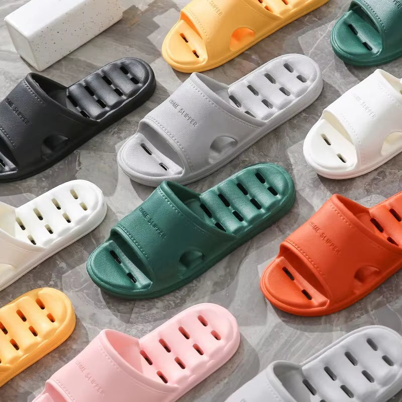 Unisex EVA Non Slip Soft Bottom Leaking Shower Man Woman Home Slippers Punching Bathroom Quick Drying Slipper