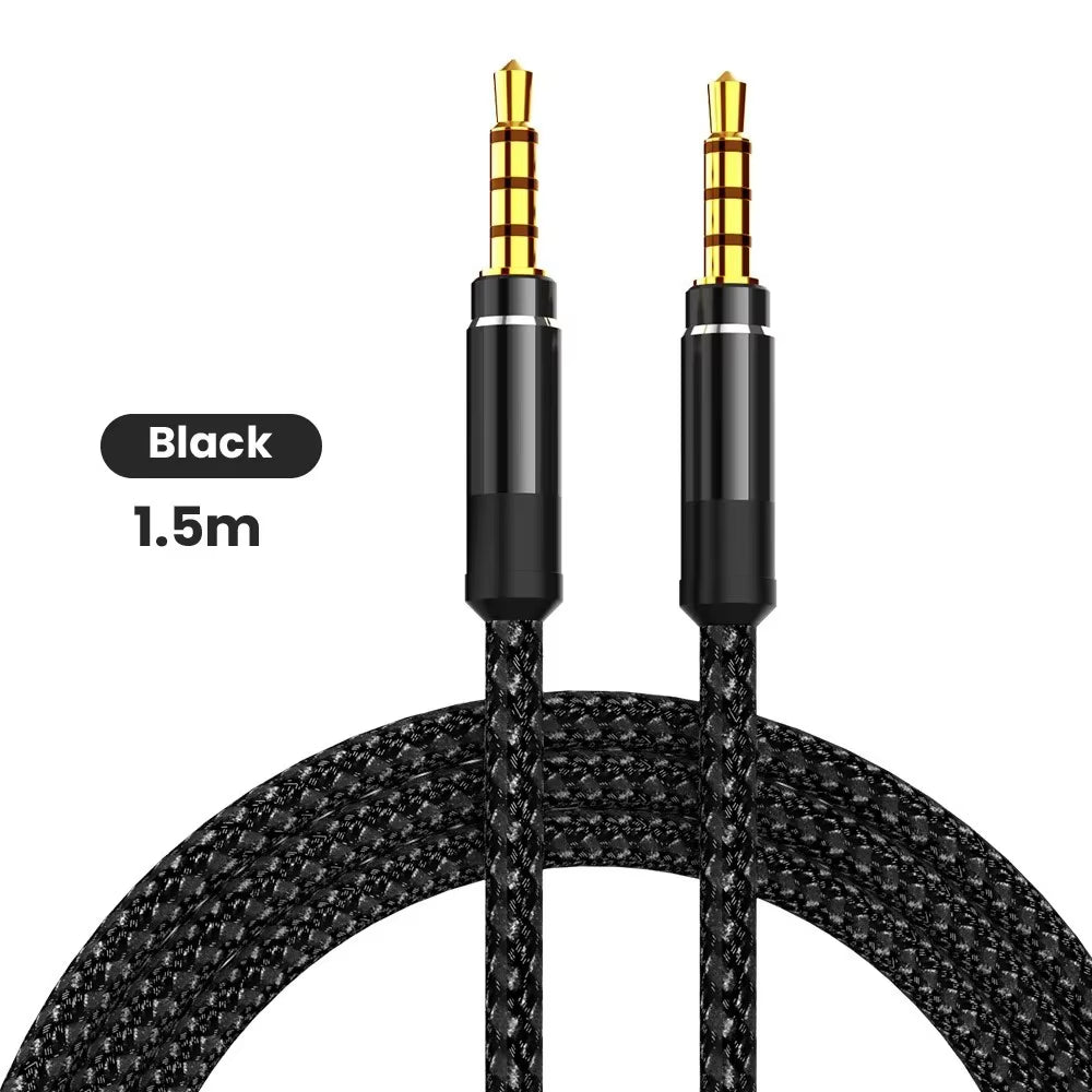 1.5M 3.5Mm Jack Male to Male Extension Aux Line Audio Cable for Iphone Samsung Xiaomi Car Headphone Audio Jack Braided Wire