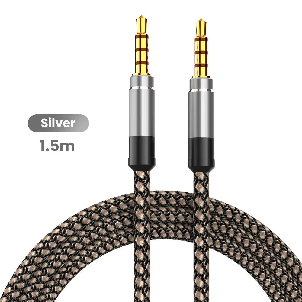 1.5M 3.5Mm Jack Male to Male Extension Aux Line Audio Cable for Iphone Samsung Xiaomi Car Headphone Audio Jack Braided Wire
