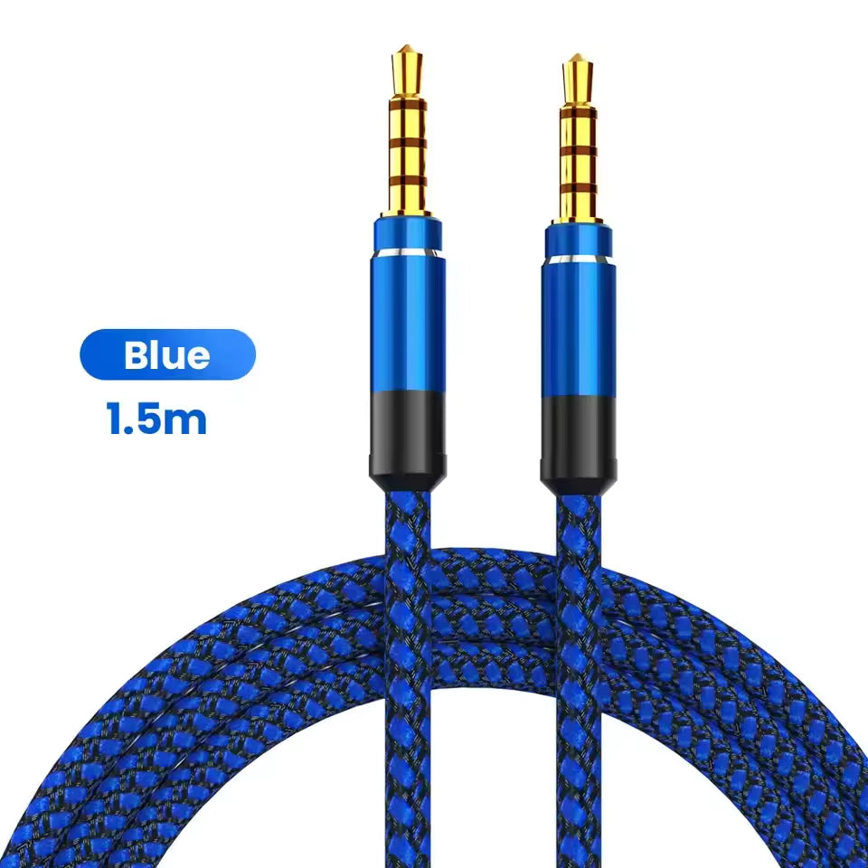 1.5M 3.5Mm Jack Male to Male Extension Aux Line Audio Cable for Iphone Samsung Xiaomi Car Headphone Audio Jack Braided Wire