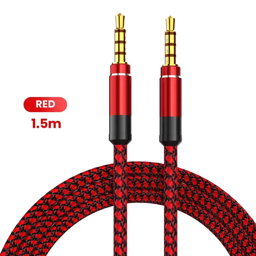1.5M 3.5Mm Jack Male to Male Extension Aux Line Audio Cable for Iphone Samsung Xiaomi Car Headphone Audio Jack Braided Wire